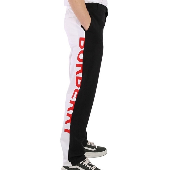💰⬇️ BURBERRY 
Men's Black/White/Red Logo - Mohair/Wool Pants | EU 54 - Picture 4 of 15